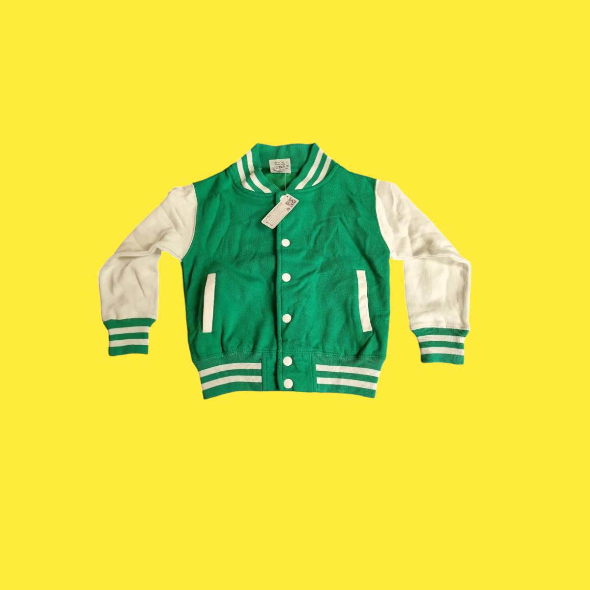 AWD Kids Varsity Jacket Green White 3/4