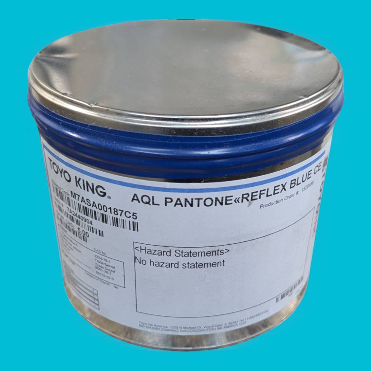 Tin of aqualess PMS Reflex Blue ink