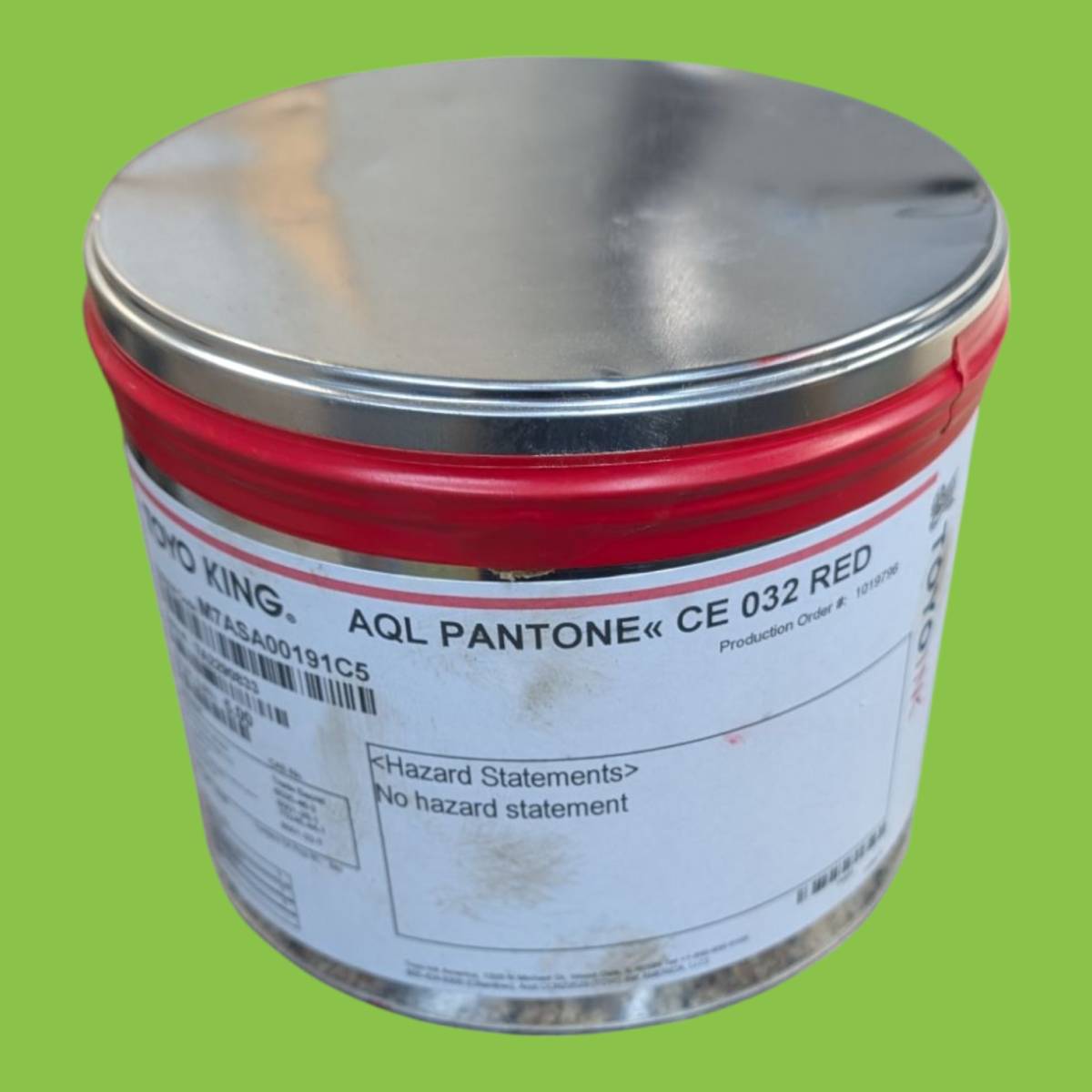 Tin of aqualess oms 032 red ink