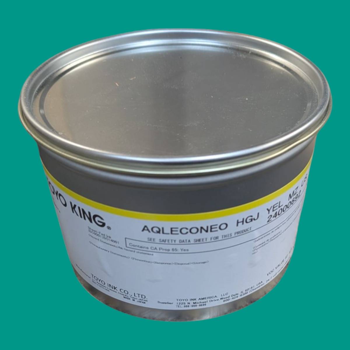 1kg Tin of aqualess process yellow ink