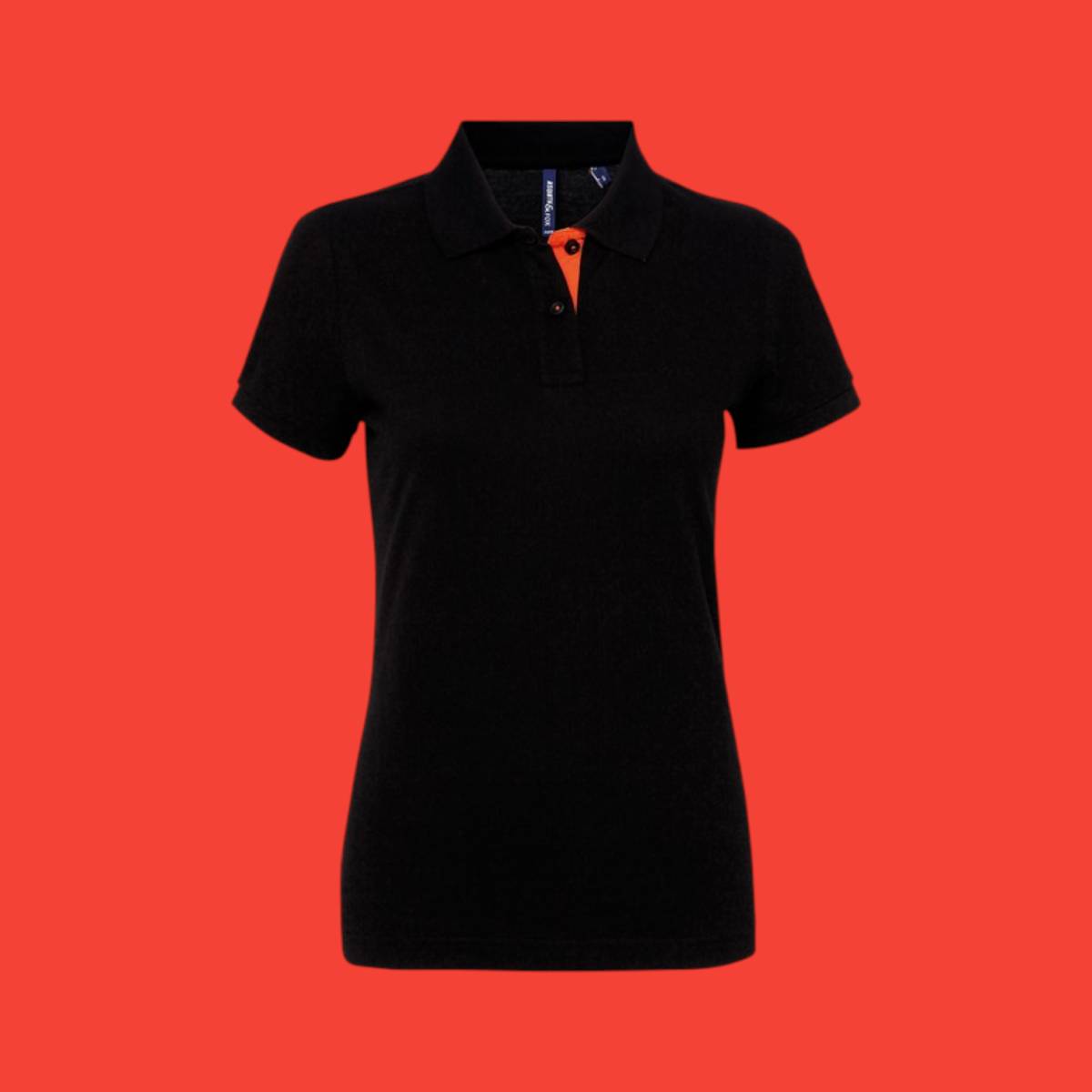 Asquith & Fox Womens Contrast Polo - Black Orange